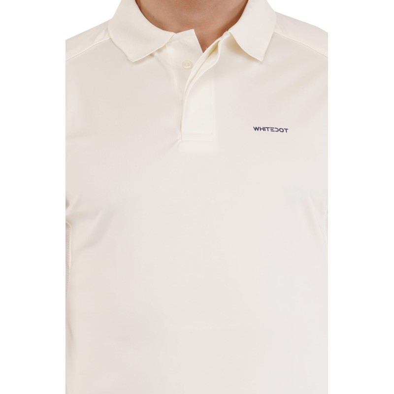 Whitedot Hexa Quick Dry Full Sleeves Polo T-Shirt - Off-White