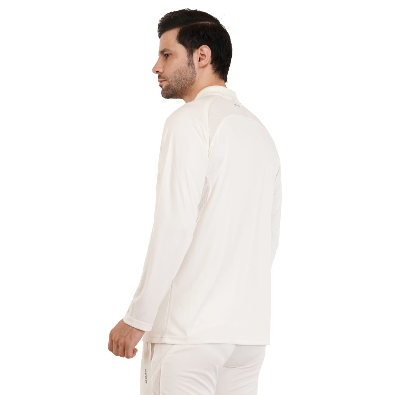 Whitedot Hexa Quick Dry Full Sleeves Polo T-Shirt - Off-White