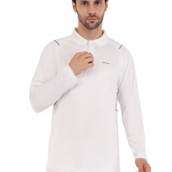 Whitedot Omega Quick Dry Full Sleeves Polo T-Shirt - White Whitedot Omega Quick Dry Full Sleeves Polo T-Shirt - White