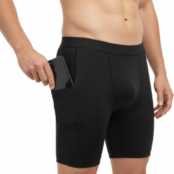 Whitedot Sigma Black Quick Dry Compression Shorts with Mobile Pocket Whitedot Sigma Black Quick Dry Compression Shorts with Mobile Pocket