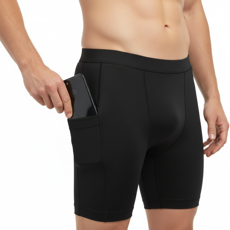 Whitedot Sigma Black Quick Dry Compression Shorts with Mobile Pocket Whitedot Sigma Black Quick Dry Compression Shorts with Mobile Pocket