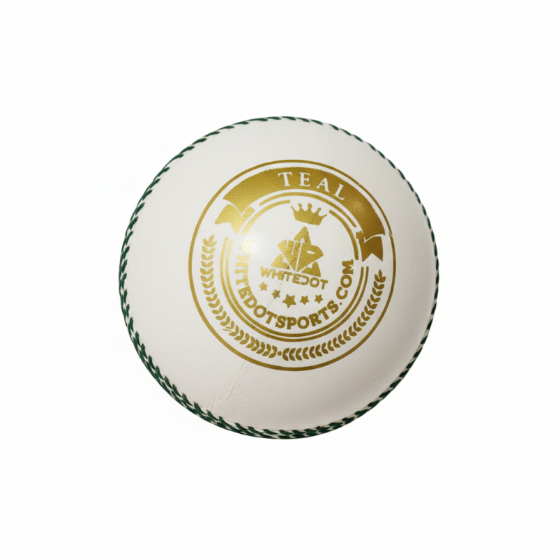 Whitedot Teal White Cricket Leather Ball - 10 Over Whitedot Teal White Cricket Leather Ball - 10 Over