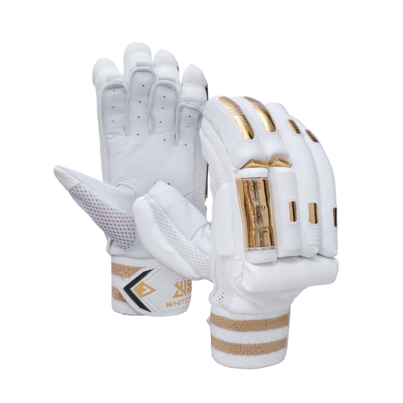 Whitedot Albatross Gold Players Cricket Batting Gloves - White Gold Whitedot Albatross Gold Players Cricket Batting Gloves - White Gold
