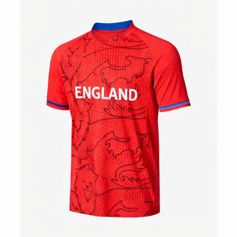 England Red 2022 T20 World Cup Half Sleeves Cricket Fan Jersey - 100% Dryfit Polyester - With Name Personalization England Red 2022 T20 World Cup Half Sleeves Cricket Fan Jersey - 100% Dryfit Polyester - With Name Personalization