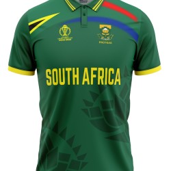 South Africa ODI World Cup 2023 Half Sleeves Cricket Fan Jersey - 100% Dryfit Polyester - With Name Personalisation South Africa ODI World Cup 2023 Half Sleeves Cricket Fan Jersey - 100% Dryfit Polyester - With Name Personalisation